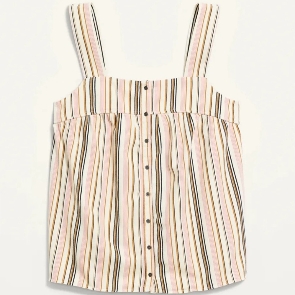 Old Navy Women’s Utility Sleeveless Button-Front Striped Twill Top Size 2x